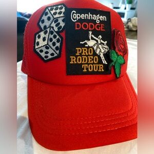 NEW Red Trucker/Baseball Hat with patches